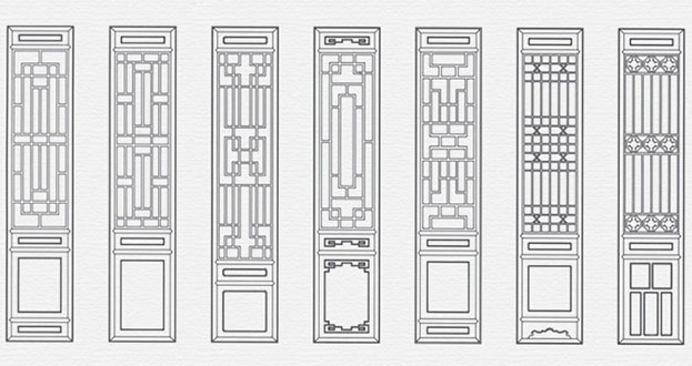 南朗镇常用中式仿古花窗图案隔断设计图