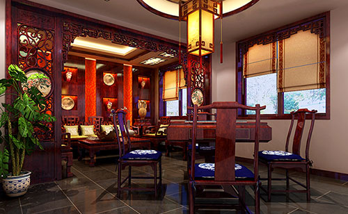 南朗镇古典中式风格茶楼包间设计装修效果图
